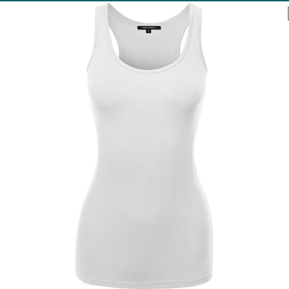 PLUS White Racerback Solid Stretchy Basic Tank Top - Picture 2 of 3